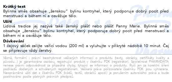 Příbalový leták - LEROS Klidná menstruace 20x1.5g