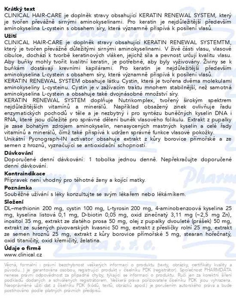 Příbalový leták - Clinical Hair-Care tob.90+argan.olej20ml 3měs.kúra