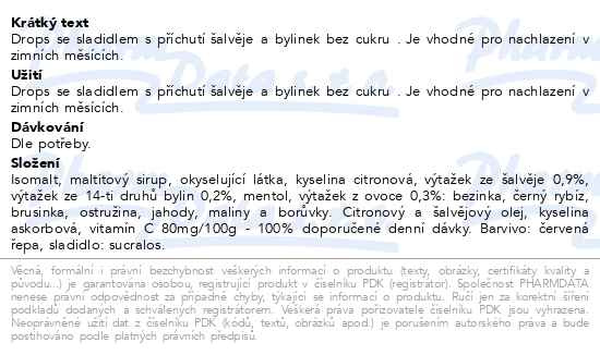 Příbalový leták - Vivil Šalvěj+14 druhů bylinek 60g bez cukru