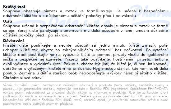 Příbalový leták - Predator IXO Protector souprava k odstr. klíštěte