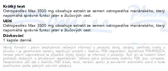 Příbalový leták - Ostropestřec Max 3500mg cps.45+15