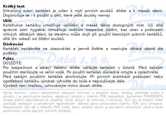 Příbalový leták - Dětský zubní kartáček na prst 0m+ 9117