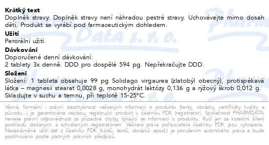 Příbalový leták - Solidago virgaurea AKH tbl.60