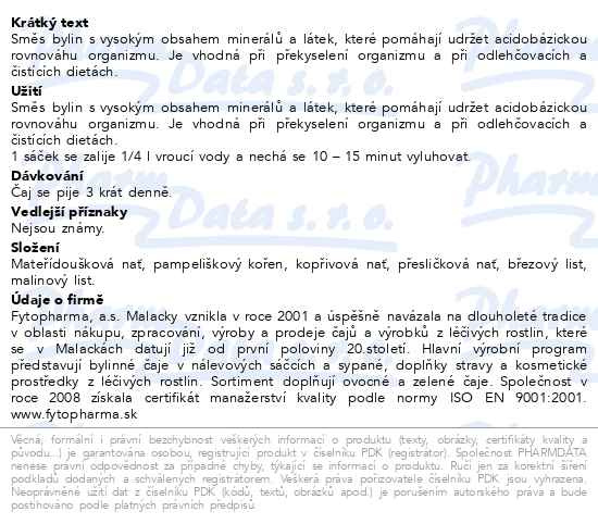 Příbalový leták - Zásaditá čajová směs 20x1.5g Fytopharma