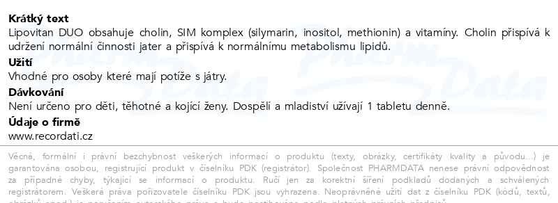 Příbalový leták - Lipovitan DUO tbl.30 nový