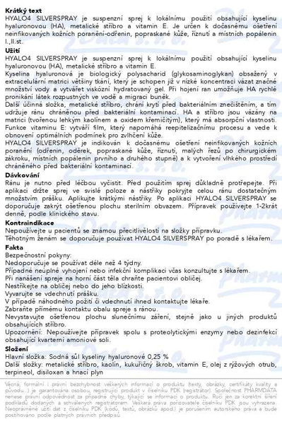 Příbalový leták - Hyalo4 Silverspray 50ml