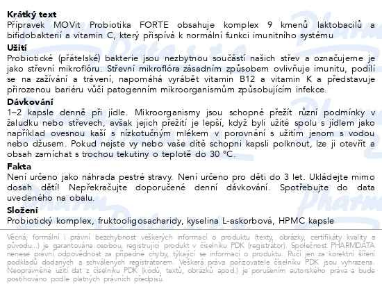Příbalový leták - MOVit Probiotika FORTE cps.90
