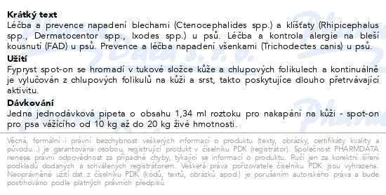 Příbalový leták - Fypryst Dogs spot-on pro psy 1x1.34ml