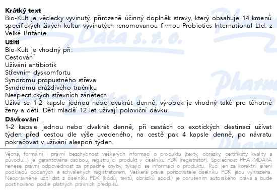 Příbalový leták - Bio-Kult 14 probiotických kmenů cps.60