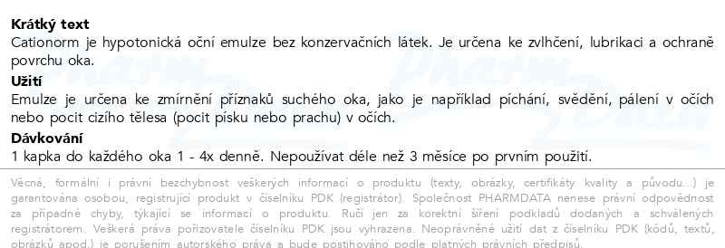 Příbalový leták - Cationorm oční emulze 10ml