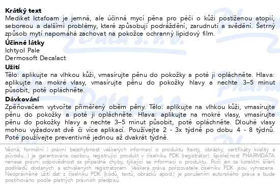 Příbalový leták - Mediket Ictafoam mycí pěna seborea 100ml
