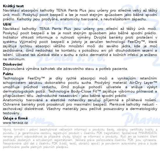 Příbalový leták - TENA Pants Plus XXS ink.kalh.14ks 792214