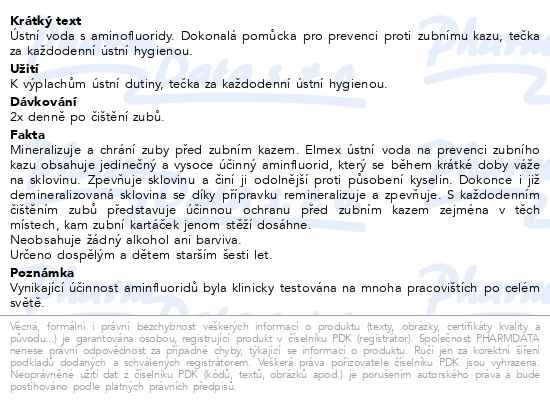 Příbalový leták - Elmex ústní voda 400ml