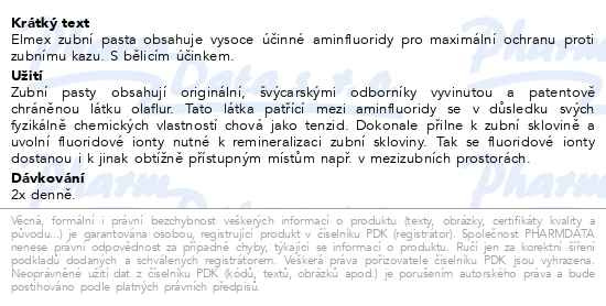 Příbalový leták - Elmex zubní pasta Caries Plus Complete Protection 75ml