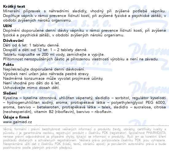 Příbalový leták - Calcium 500mg eff.tbl.20x500mg Galmed