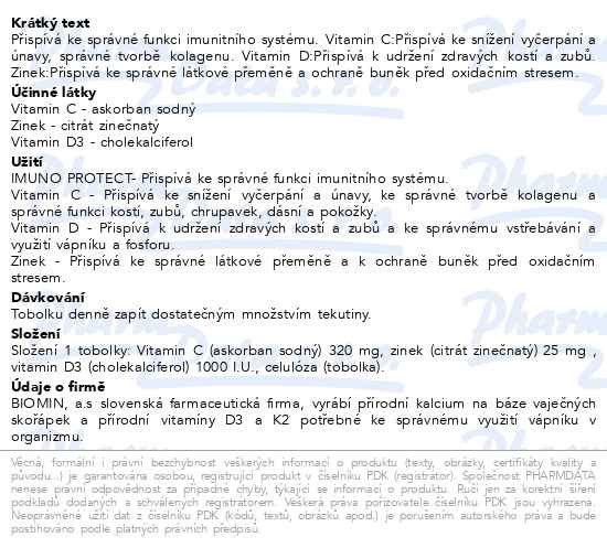 Příbalový leták - Biomin IMUNO PROTECT tob.60+60