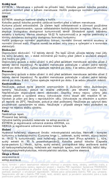 Příbalový leták - ESTREYA Menstruace v pohodě tbl.20