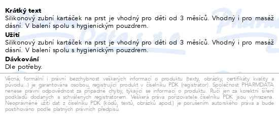 Příbalový leták - BABYONO Kartáček zubní prstový s pouzdrem transparentní
