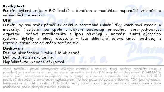Příbalový leták - LEROS dětský čaj zklidnění 1+r BIO 20x1.8g
