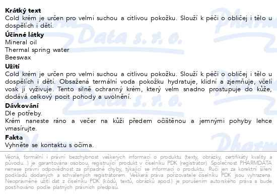 Příbalový leták - AVENE Cold krém Krém na obličej i tělo 100 ml