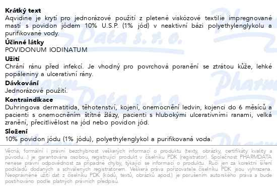 Příbalový leták - Aqvidine Povidone Iodine 9.5x9.5cm 10ks
