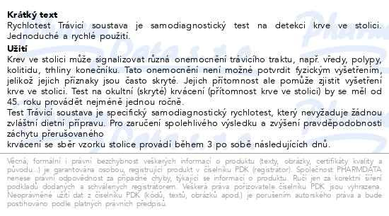 Příbalový leták - VITAMIN STATION Rychlotest Trávicí soustava