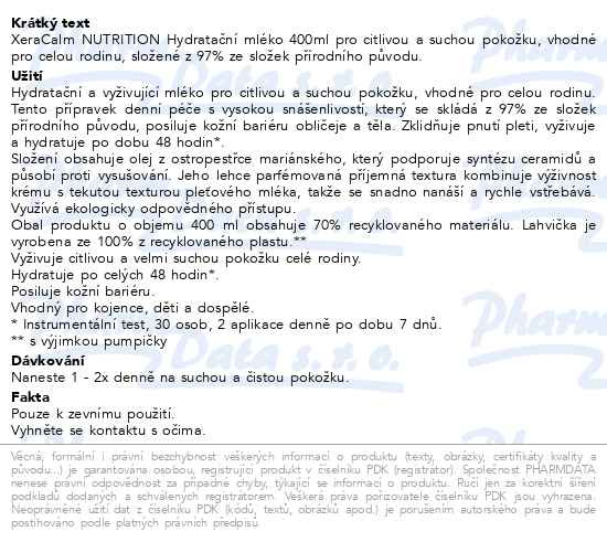 Příbalový leták - AVENE XeraCalm NUTRITION Hydratační mléko 400ml