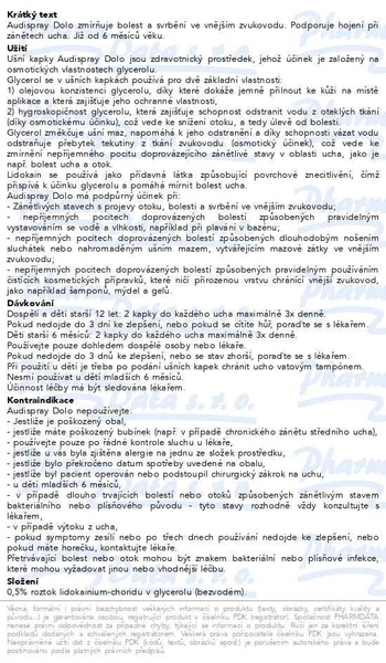 Příbalový leták - Audispray Dolo ušní kapky 7g