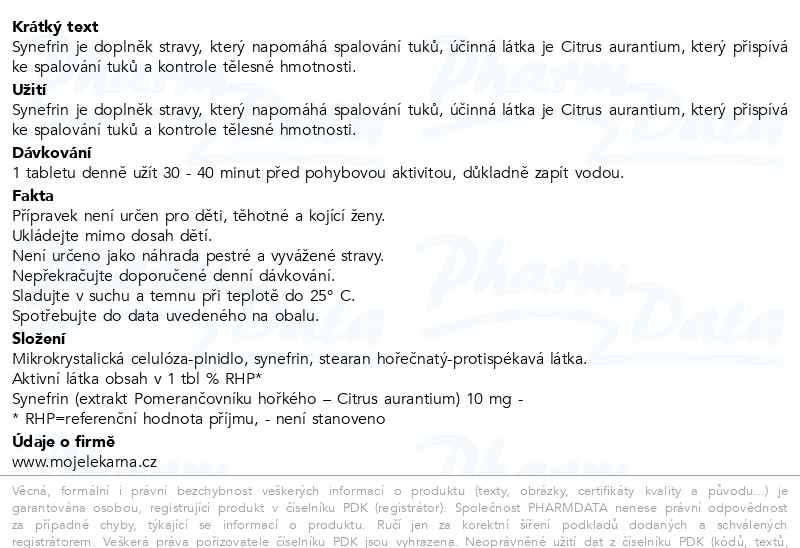 Příbalový leták - Synefrin spalovač tuků tbl 30 Moje lékárna