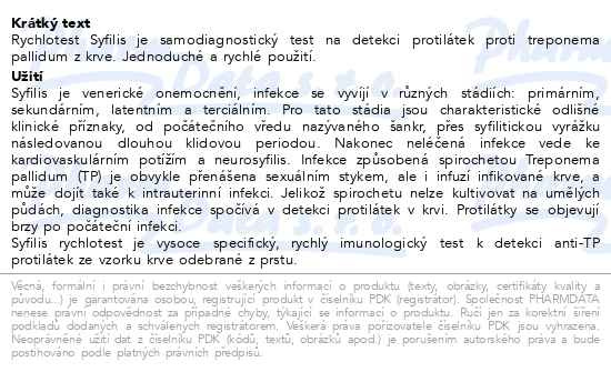 Příbalový leták - VITAMIN STATION Rychlotest Syfilis