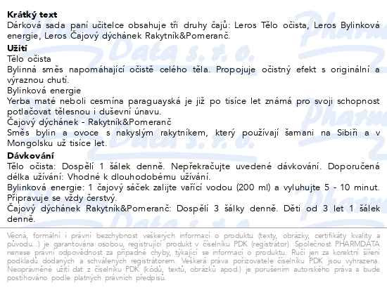 Příbalový leták - LEROS Paní učitelce 61 sáčků