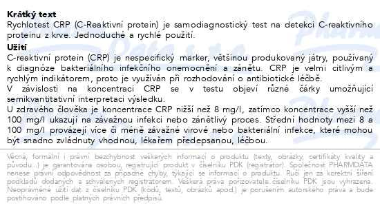 Příbalový leták - VITAMIN STATION Rychlotest CRP C-reaktivní protein