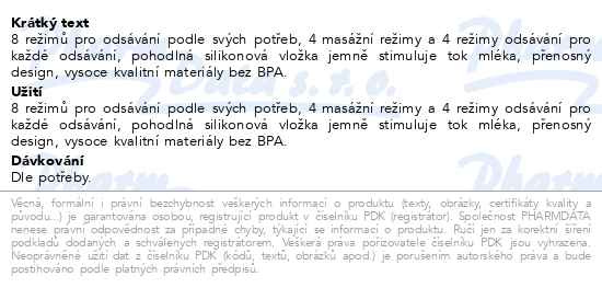 Příbalový leták - Philips AVENT Odsávačka mateřského mléka elektrická Essential SCF323/11