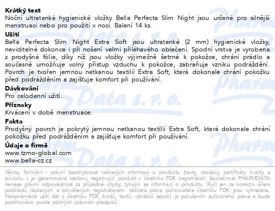 Příbalový leták - Bella Perfecta Slim night extra soft vložky 14ks