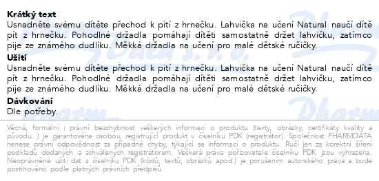 Příbalový leták - Philips AVENT Lahvička na učení Natural Response 150 ml, 6m+