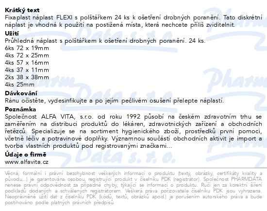Příbalový leták - FIXAplast FIRST AID Flexi náplast mix 24ks