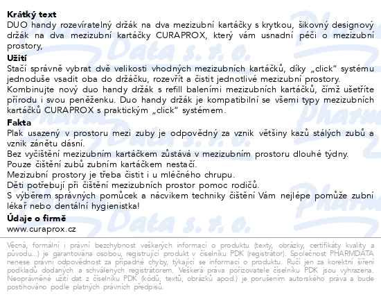 Příbalový leták - CURAPROX UHS 425 duo holder držák mezizub.kartáčků