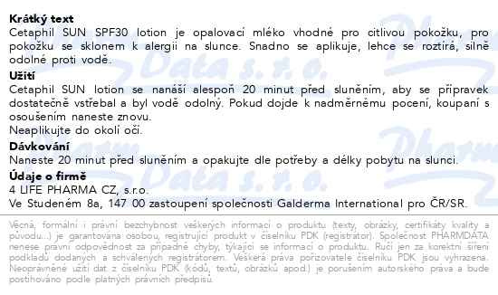 Příbalový leták - Daylong Cetaphil SUN Liposomal. SPF30 lotion 200ml