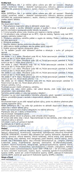 Příbalový leták - BEBA EXPERTpro HA 1 550g
