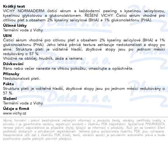 Příbalový leták - VICHY NORMADERM Čistící sérum a peeling 125ml