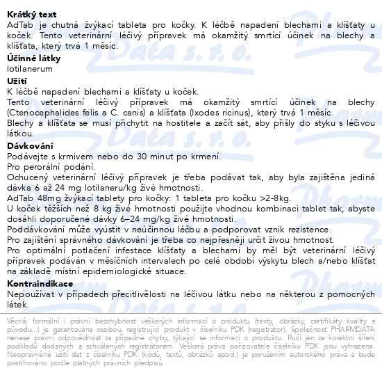 Příbalový leták - AdTab 48 mg žvýkací tablety pro kočky o hmotnosti > 2,0–8,0 kg