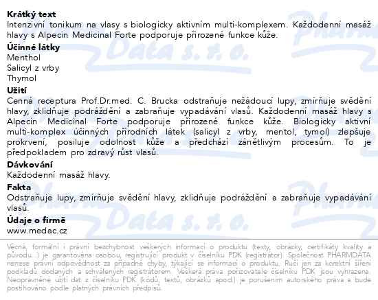 Příbalový leták - ALPECIN Medicinal FORTE tonikum 200ml
