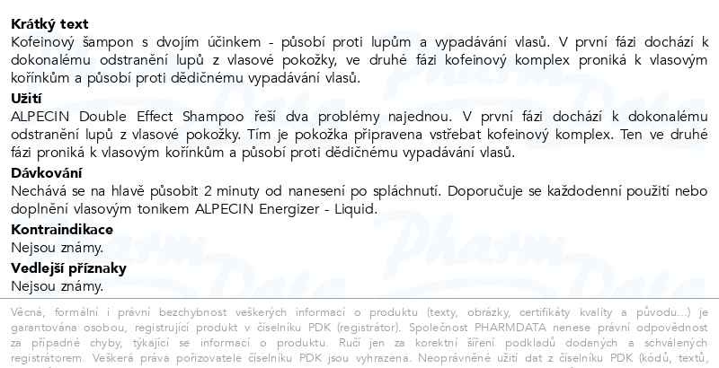 Příbalový leták - ALPECIN Energizer Double Effect Shampoo 200ml