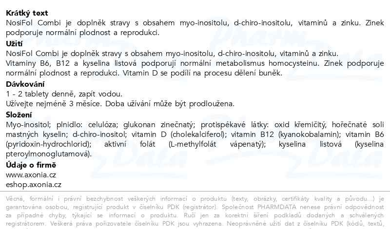 Příbalový leták - NosiFol Combi tbl.60