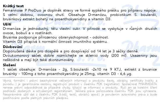 Příbalový leták - Femannose P ProDuo 20 sáčků