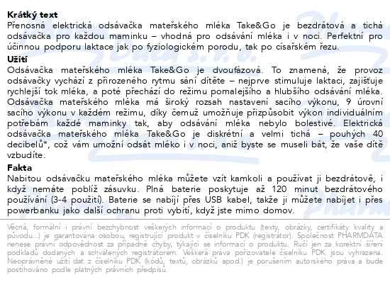 Příbalový leták - Canpol babies Přenosná elektrická odsávačka mateřského mléka
