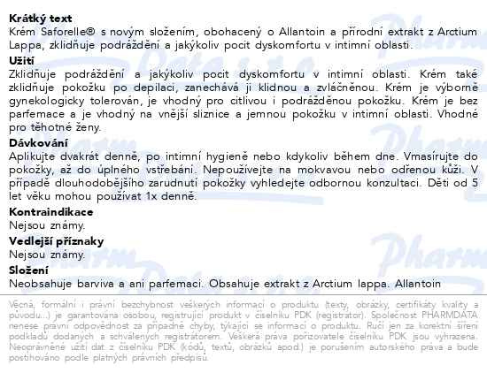 Příbalový leták - SAFORELLE krém 40ml