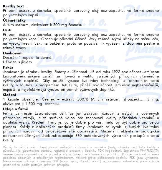 Příbalový leták - JAMIESON Super česnek bez zápachu 1500mg cps.100