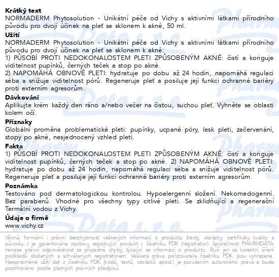 Příbalový leták - Vichy Normaderm hydratační krém s dvojím účinkem pro korekci nedokonalostí pleti se sklonem k akné 50 ml