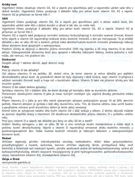 Příbalový leták - Vigantolvit Osteo 30 tablet